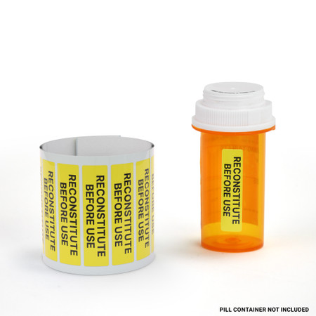 Recostitute Reconstitute Before Use - Pharmaceutical Auxiliary Label