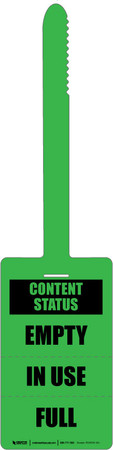 Content Status: Empty/in Use/Full Green - Self-Locking Tear-Off Tag