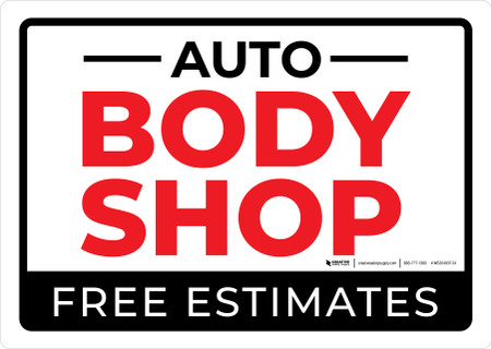 Auto Body Shop Free Estimates Landscape - Wall Sign