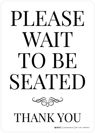 Targa in metallo con scritta Please Wait to Be Seated Dining