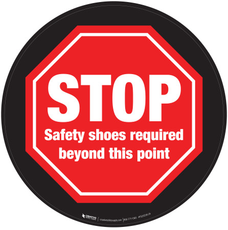 STOP: Safety Shoes Required Beyond This Point Circular - Floor Sign