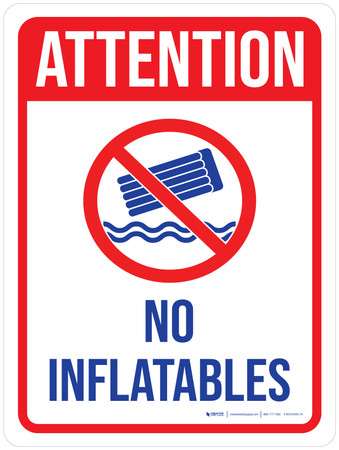 Non Inflatable Attention: No Inflatables with Icon Portrait - Wall Sign