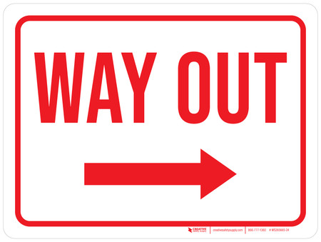 Way Out (Right Arrow) Landscape - Wall Sign