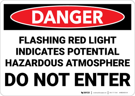 Danger: Flashing Red Light Indicates Hazardous Atmosphere Do Not
