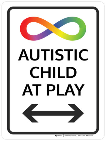 Autistic Child At Play with Arrows Portrait - Wall Sign