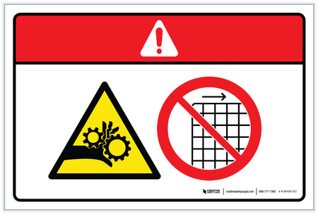 Danger: Moving Parts Crush Hazard (Wordless ISO/ANSI) - Label