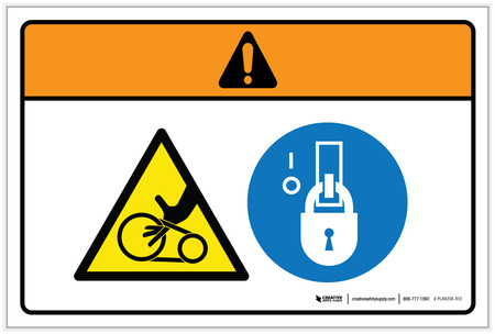 Warning: Triangle Pinch Point Hand Entanglement Hazard Lockout Tagout ...