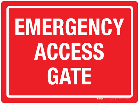 Emergency Access Gate Red Landscape - Wall Sign