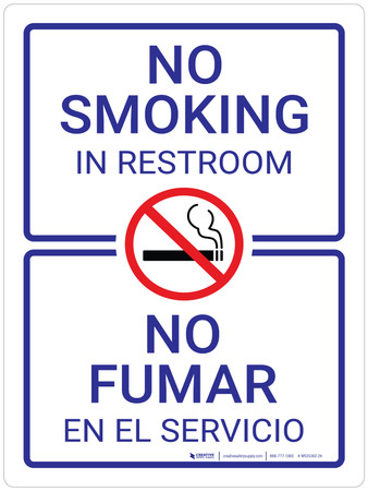 No Smoking In Restroom Bilingual Portrait