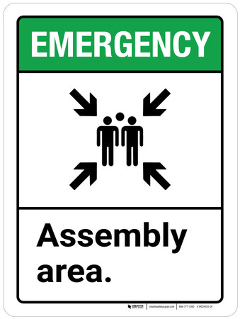 Emergency: Assembly Area ANSI Portrait - Wall Sign