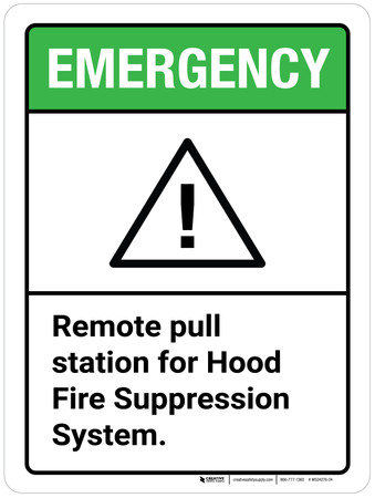 Emergency Puffer Sign Emergency: Remote Pull Station for Hood Fire Suppression System ANSI ...