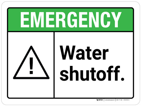 Hydro Interruption Sign Emergency: Water Shutoff ANSI Landscape - Wall Sign