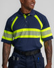 BLAKLADER 3468 Visibility Polo | Navy/ Hi-Vis Yellow