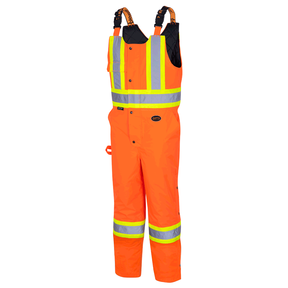 Pioneer 5040 Waterproof Quilted Safety Bib Overall - Hi-Vis Orange