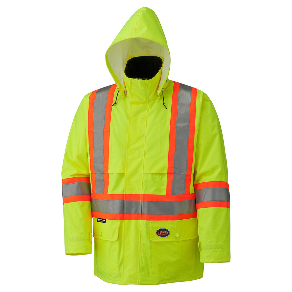 Yellow/Green Hi-Viz 150D Lightweight Safety Jacket with Detachable Hood | Safetywear.ca