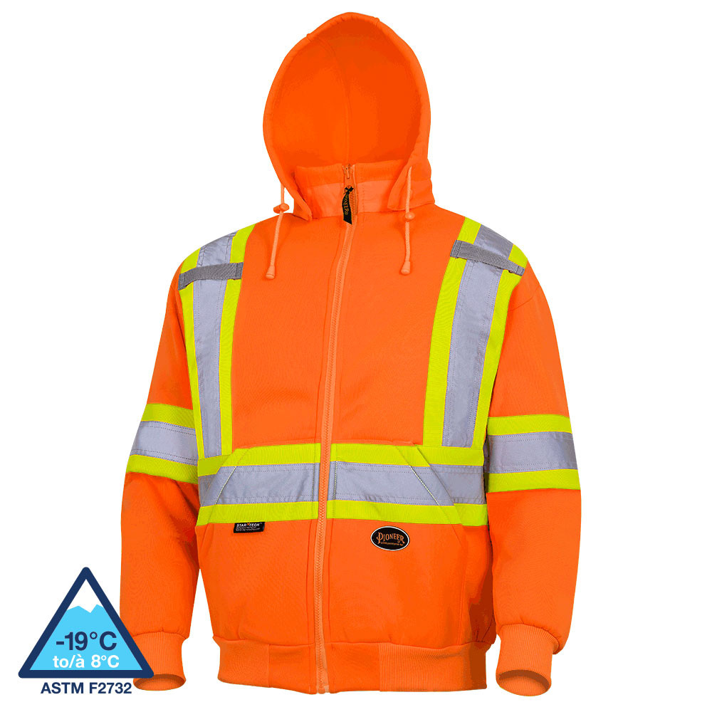 ウェア sayhh Pioneer 6924 Hi-Vis Polyester Fleece Hoodie - Hi-Vis Orange