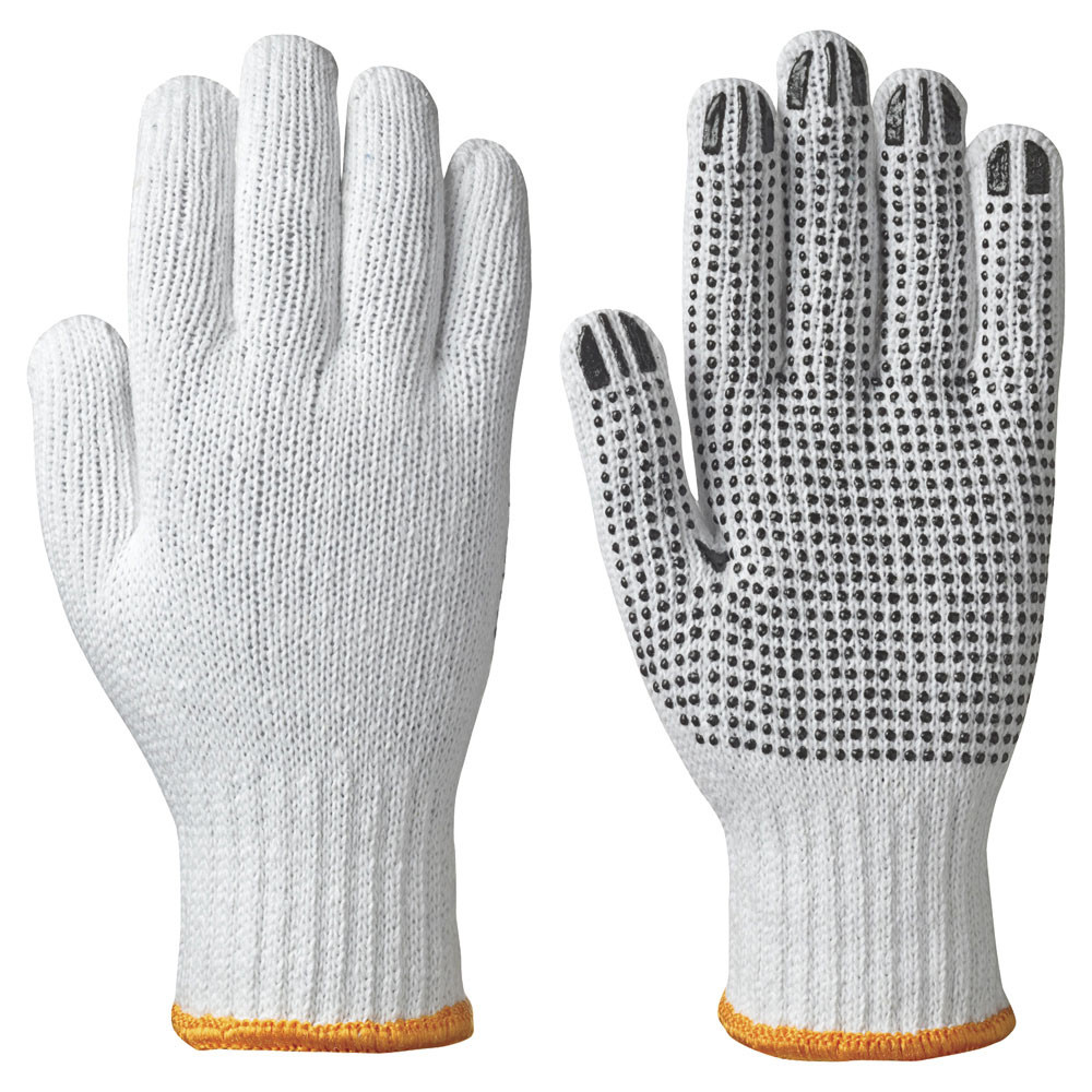 Pioneer 502 Knitted Cotton/Poly Gloves - Dots On Palm - White (12