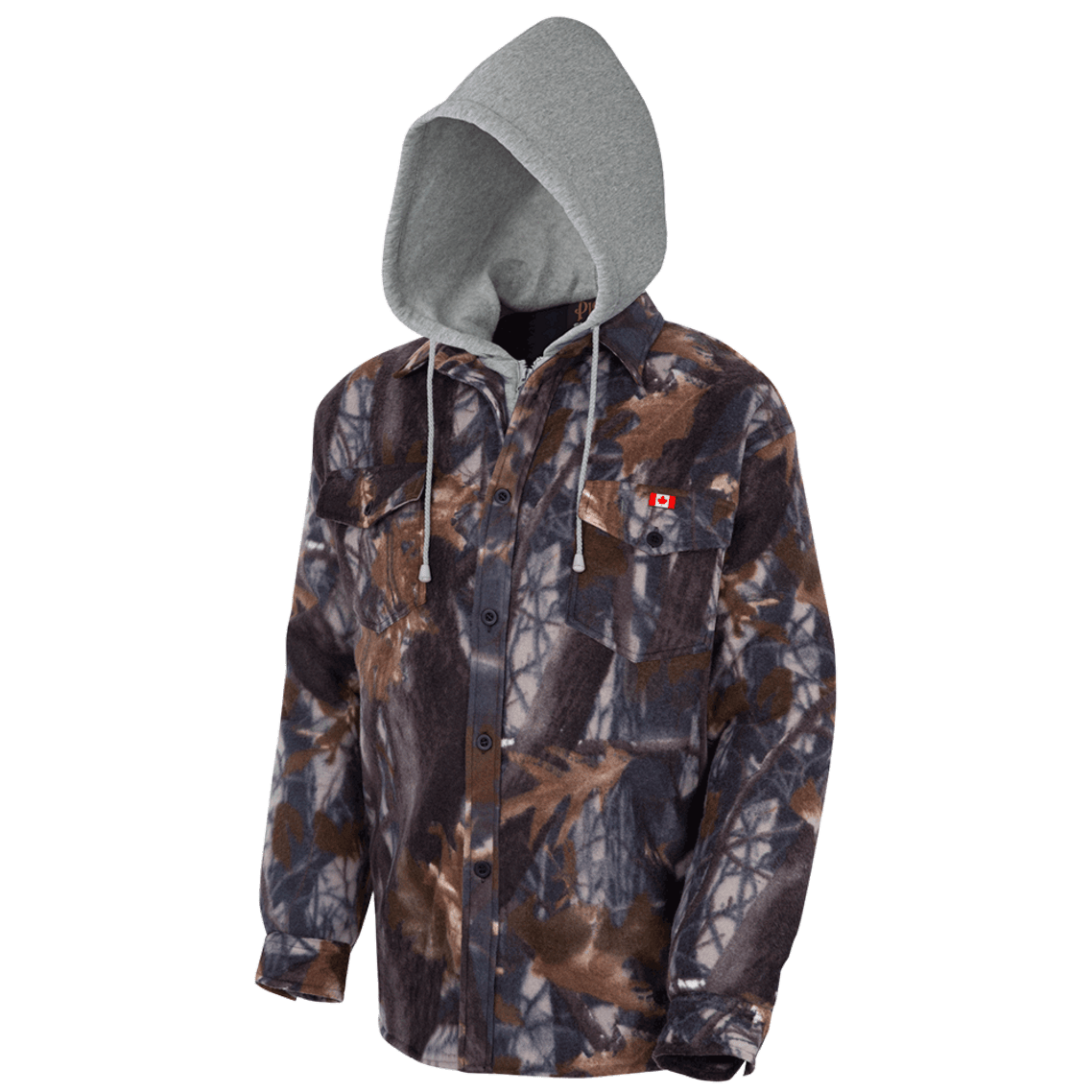 Pioneer 415CM Camo Plaid Quilted Hooded Polar Fleece Shirt | Safetywear.ca