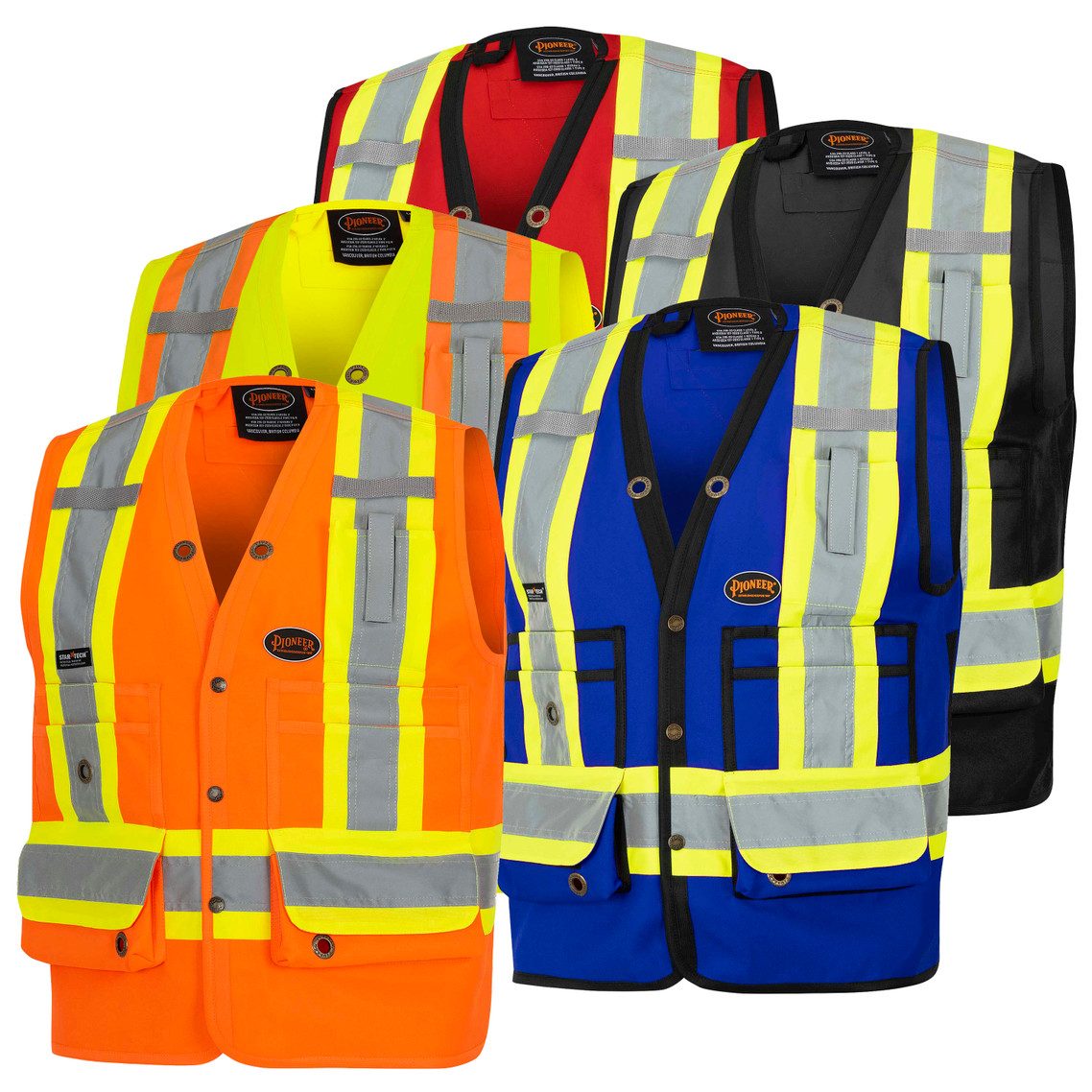 Pioneer 150D Poly Twill Surveyor's Safety Vest with Snap Closure