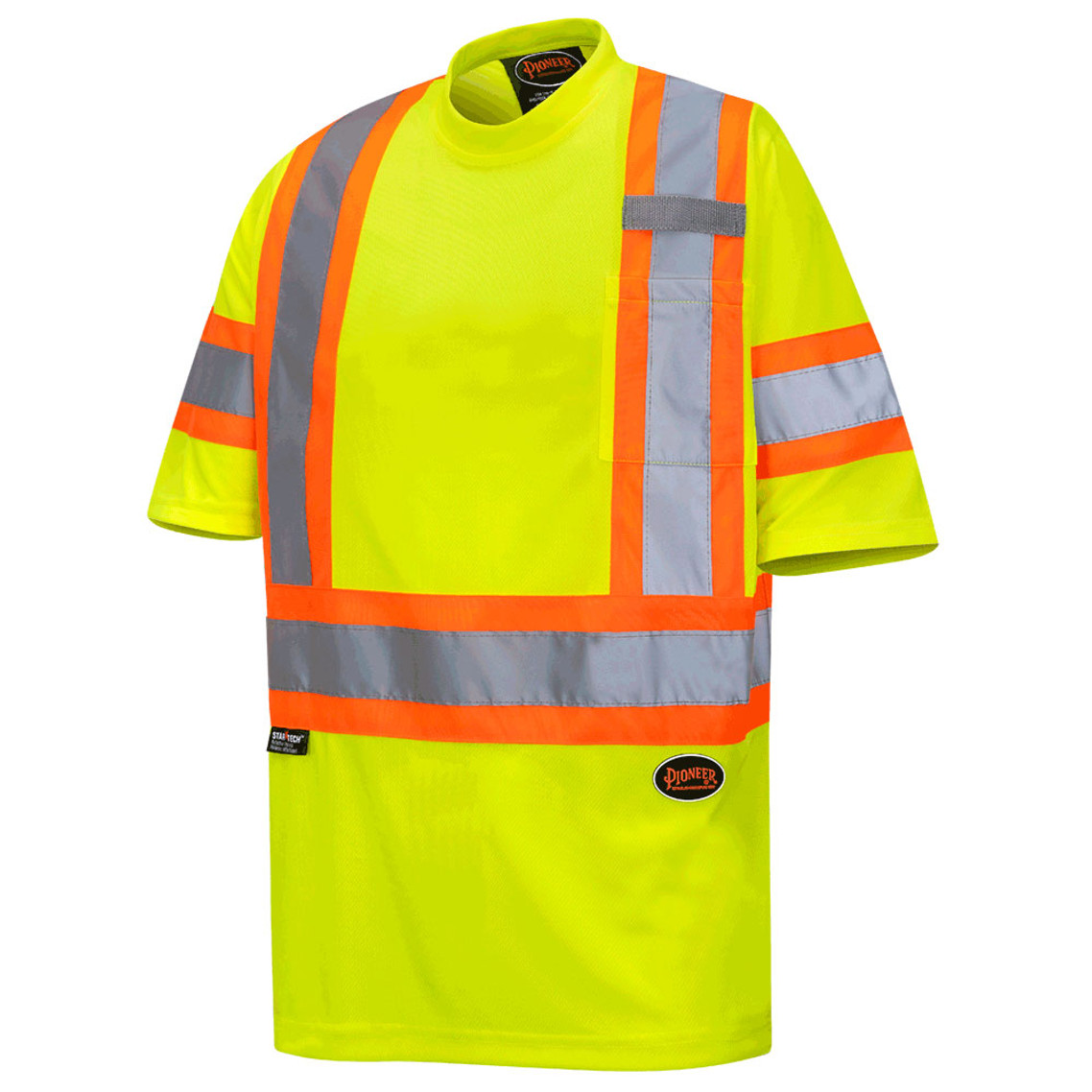 Pioneer 6971 Birdseye Safety T-shirts with Tape on Sleeves - Hi-Viz Yellow | Safetywear.ca