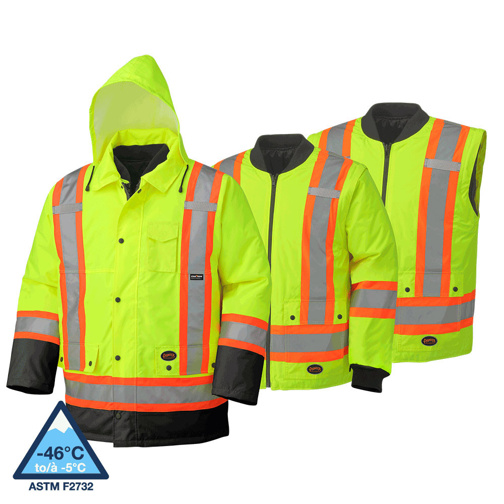 Ｋ1piu1uguale3 BIKER‘S PARKA OW VII Pioneer 5021BB Waterproof 7-IN-1 Safety Parkas - Hi-Vis Yellow