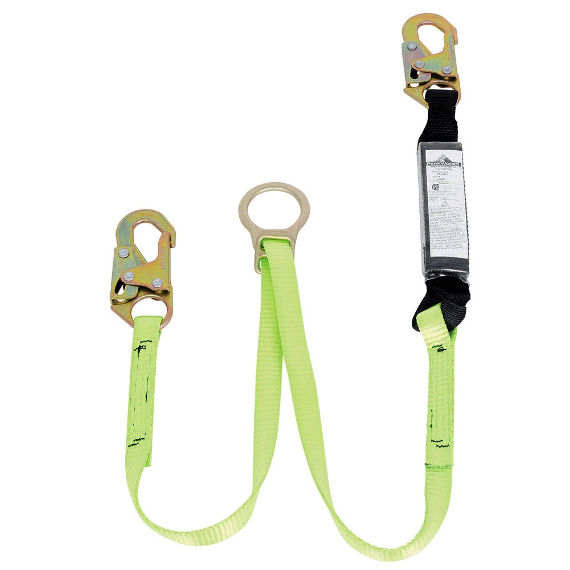 Peakworks SA-5405-4 Shock Absorbing Lanyard - Snap Hooks & Tie Back - 4' (1.2 M) | Safetywear.ca