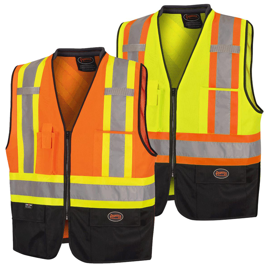 Pioneer 6894/6895 Zip-Front-Bi-Colour Hi-Vis Safety Vest | SafetyWear.ca