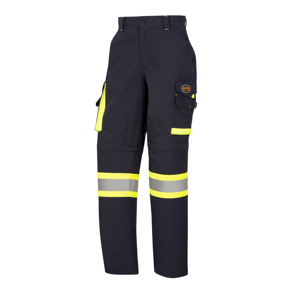 Pioneer Convertible Zip-Off Safety Cargo Pants - Hi-Vis Navy