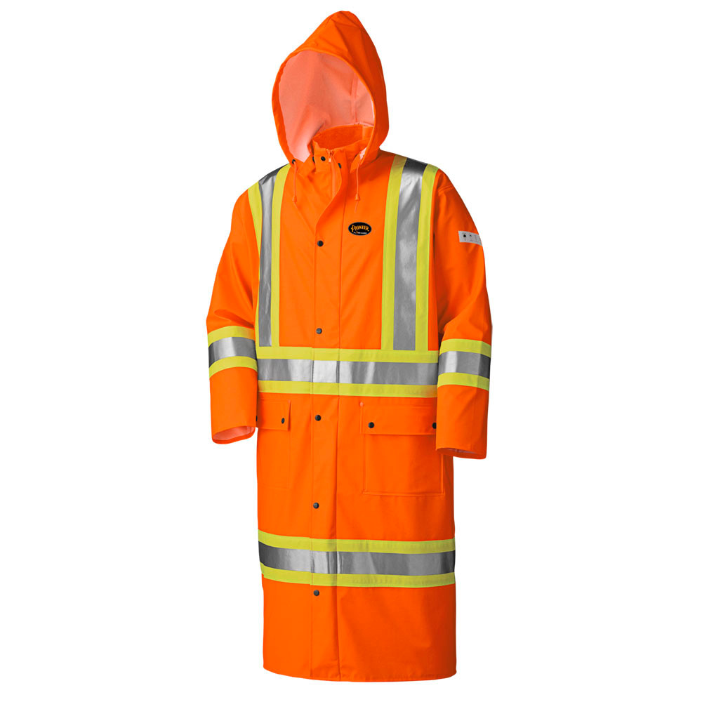 Pioneer 5896 Flame Resistant PU Stretch Long Waterproof Coat - Hi