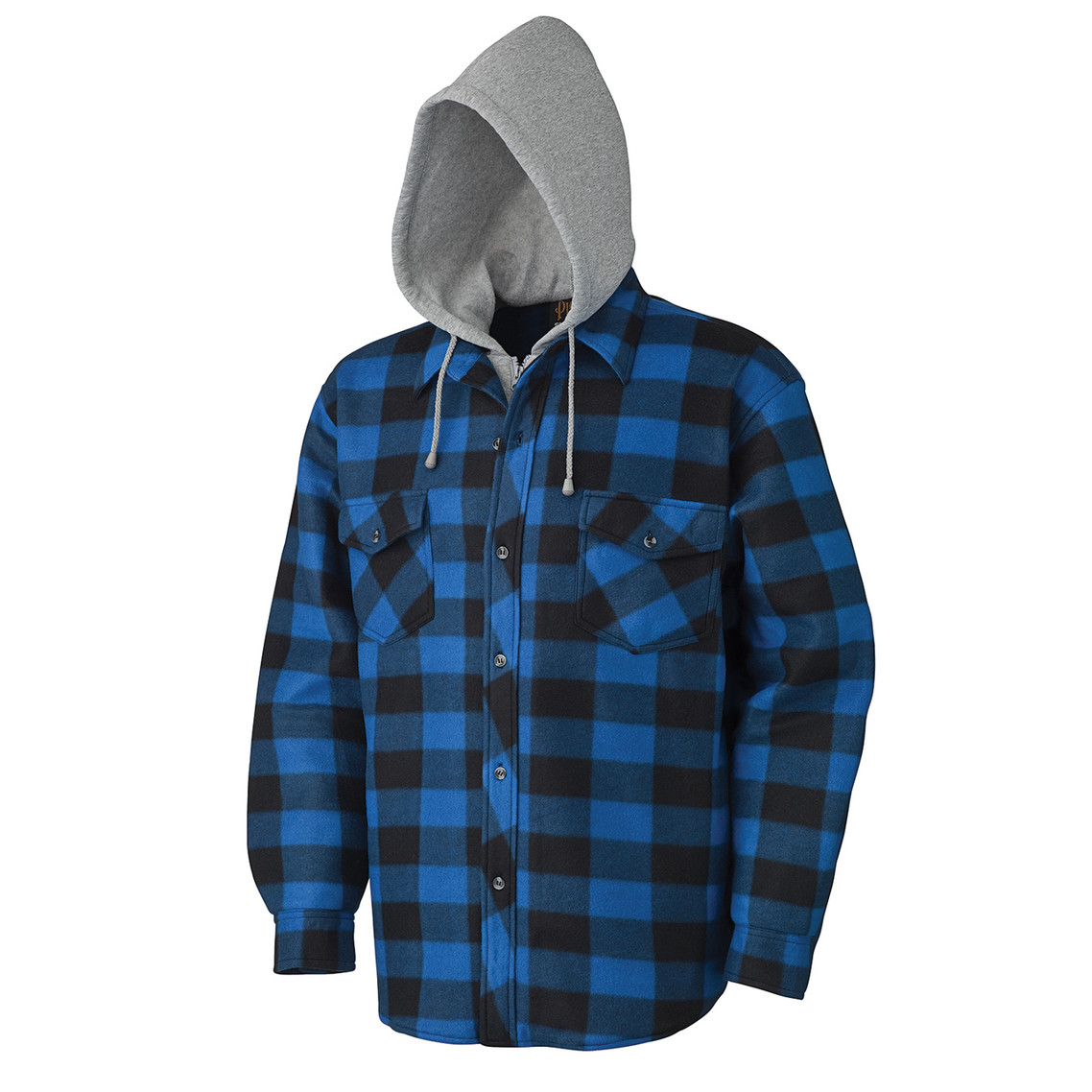 Pioneer 415SS Quilted Hooded Polar Fleece Shirt - Royal/Black Plaid | Safetywear.ca