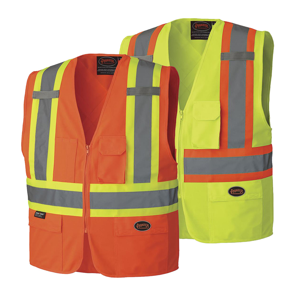 Pioneer Poly Tricot Zipper Front Safety Hi-Vis Vest | SafetyWear.ca