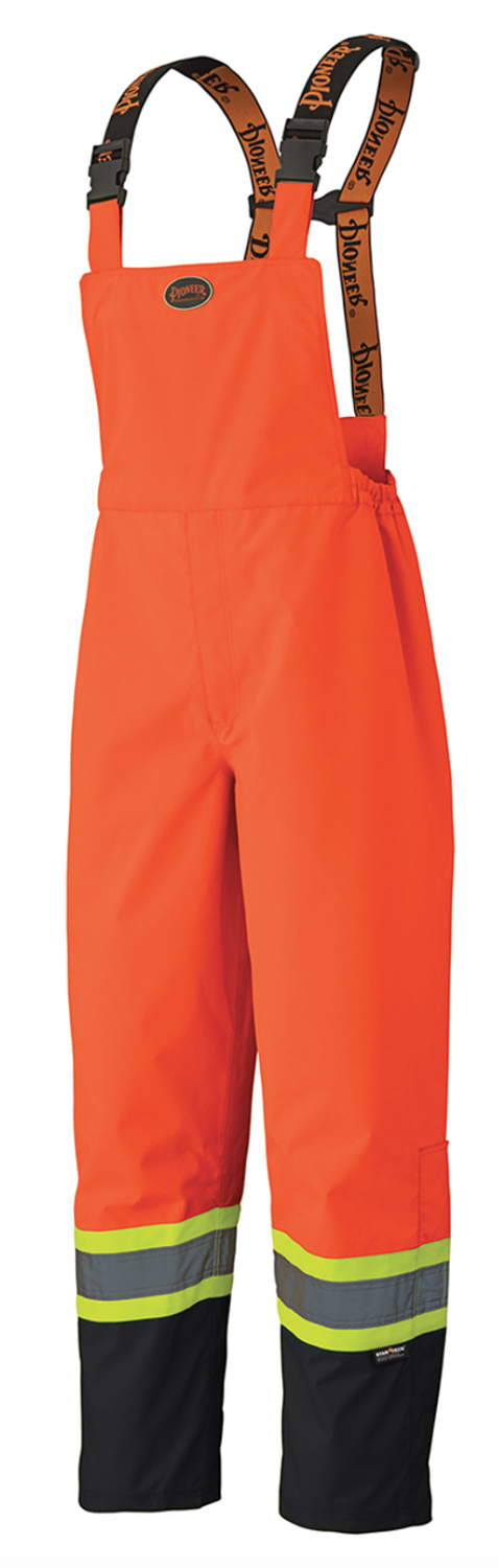 Pioneer 5404 Waterproof Safety Bib Pants - Hi-Viz Orange | Safetywear.ca