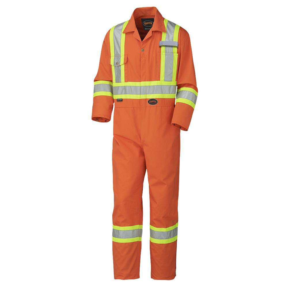 Pioneer 5513T Industrial Wash Safety Coveralls - Hi-Vis Orange