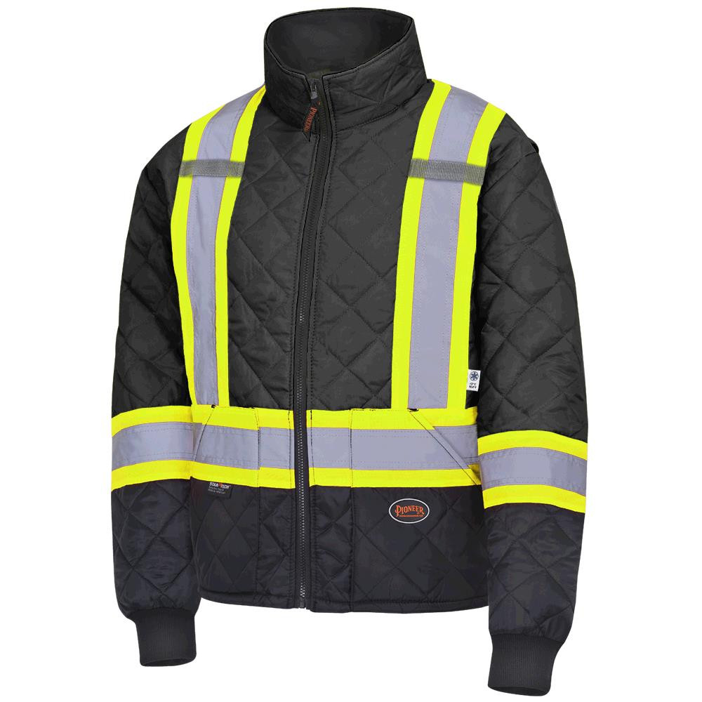 Pioneer 5017 Hi-Vis Quilted Freezer/ Work Safety Jacket - Black