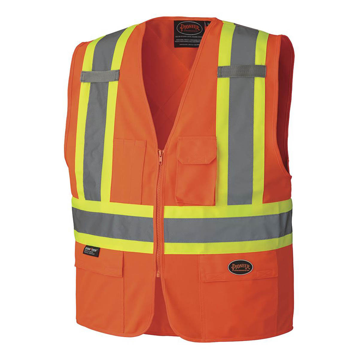 Pioneer Poly Tricot Zipper Front Safety Hi-Vis Vest | SafetyWear.ca