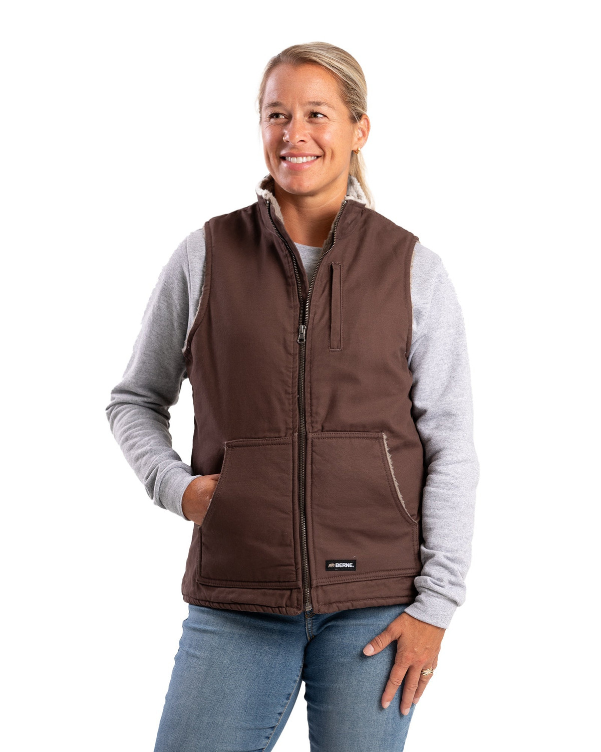 BERNE WV15 Women's Sherpa-Lined Softstone Duck Vest | SafetyWear.ca