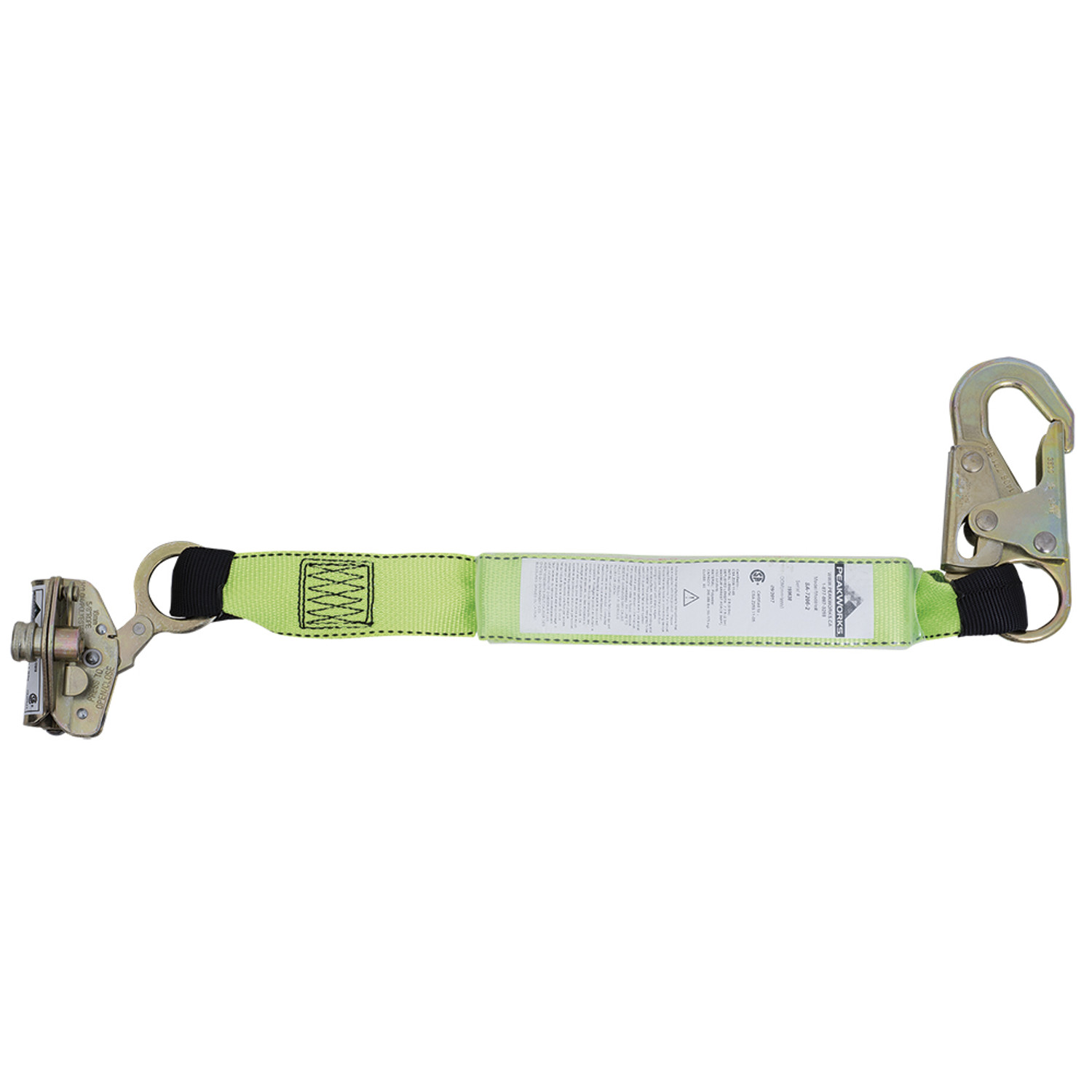 Peakworks SA-7206-2 E6 Shock Absorbing Lanyard -SP- Single Leg - Snap & Adp  Rope Grab - 2' (0.6M)