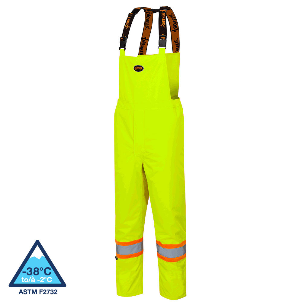 Pioneer 5054 Oxford Poly Insulated Bib Pants - Hi-Vis Yellow/Green