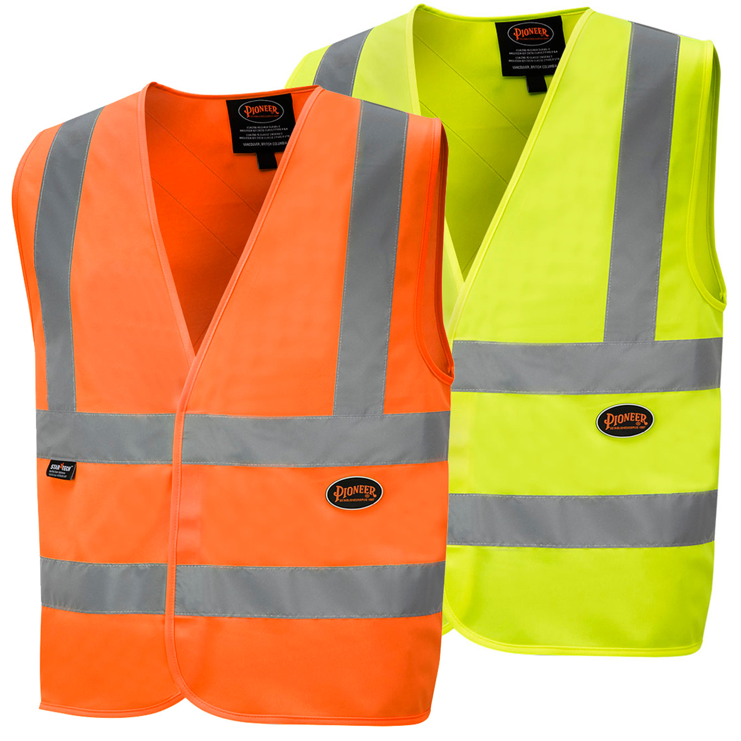 Pioneer Polyester Trricot Hi-Vis Safety Vest with 2