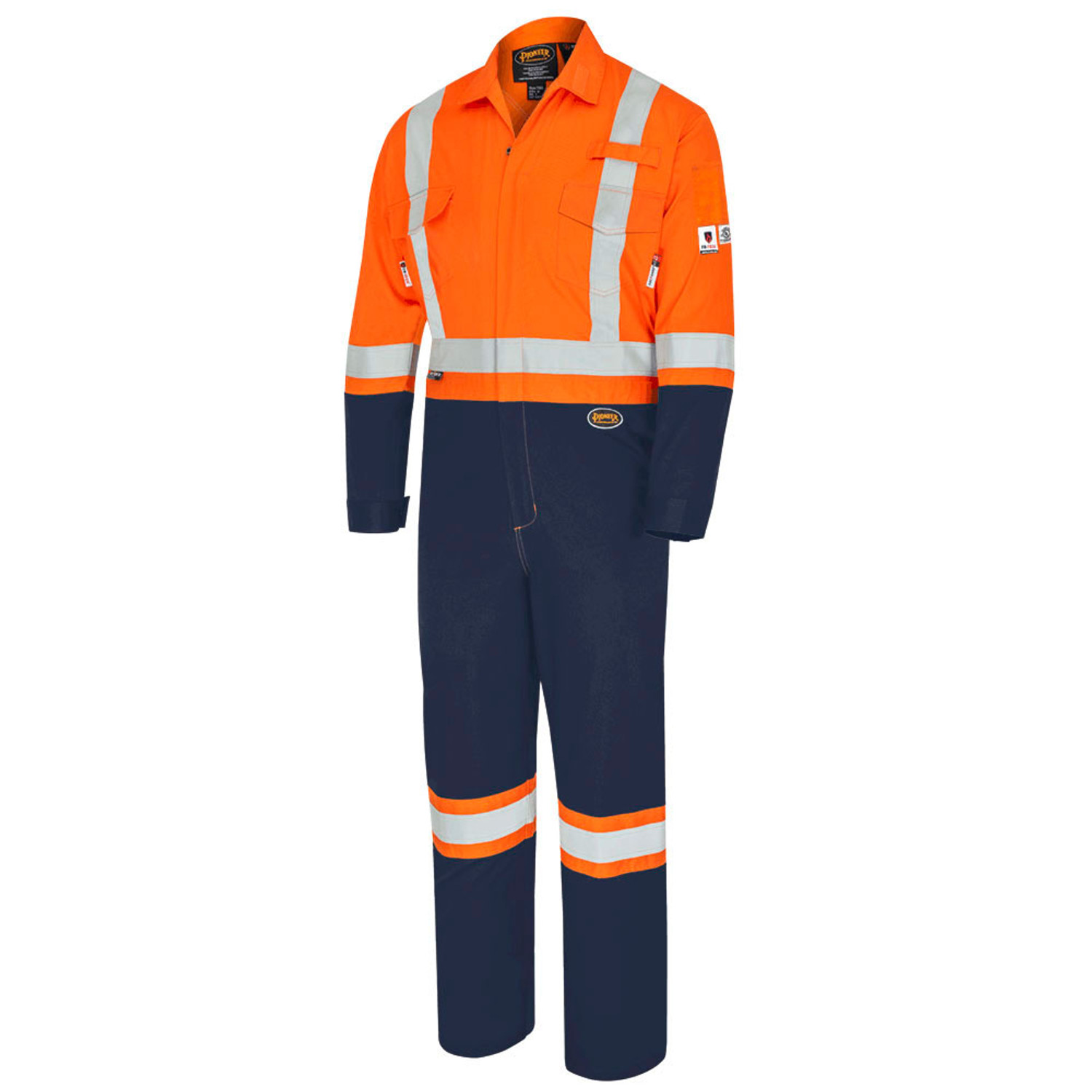 Pioneer 7702BB FR-Tech® Safety Coverall Industrial Wash - Hi-Vis Orange/  Navy