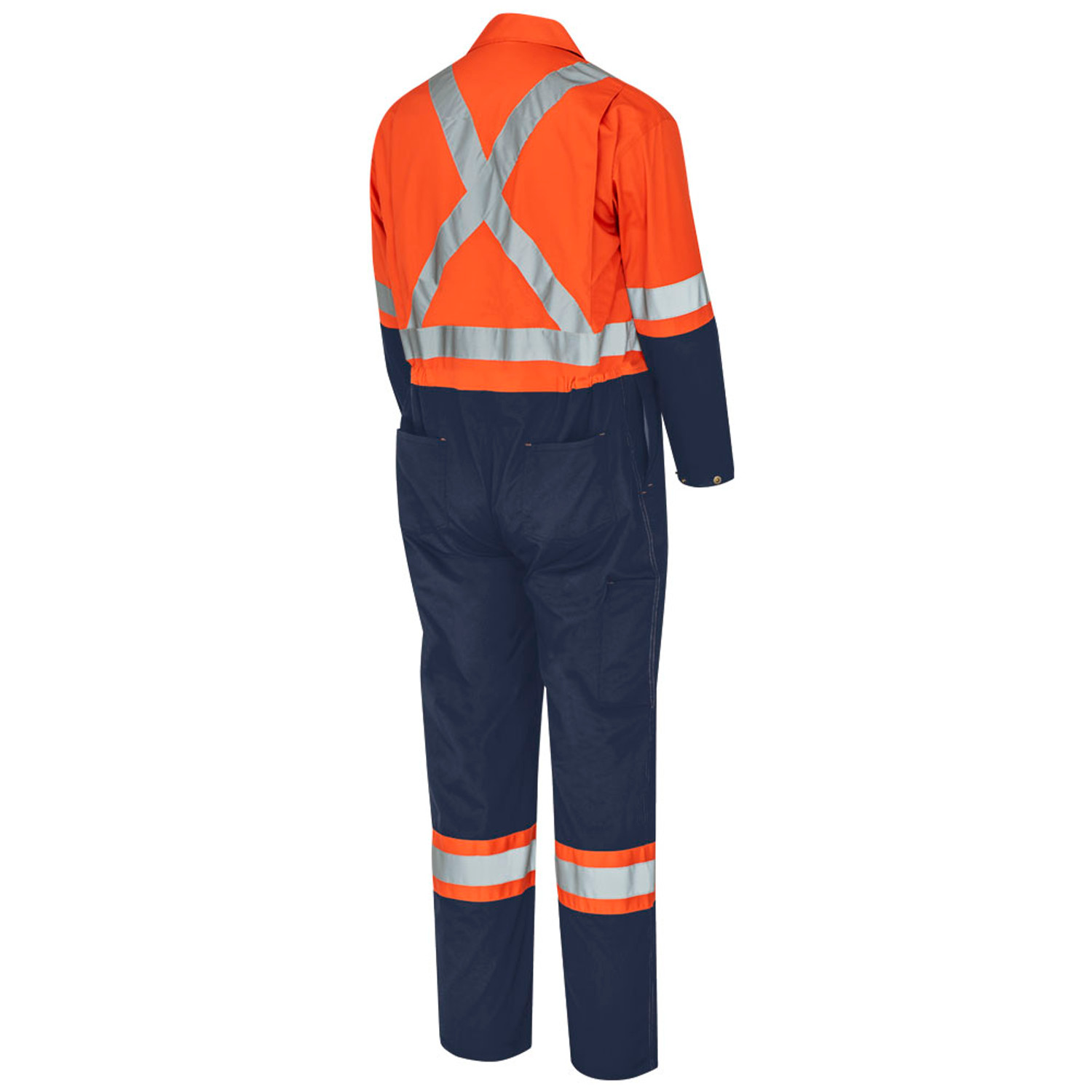 Pioneer 5514BBT 2-Tone Poly/Cotton Safety Coveralls - Orange/ Navy (Tall)