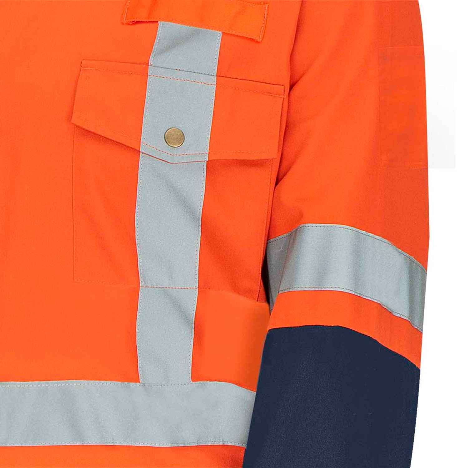 Pioneer 5514BBT 2-Tone Poly/Cotton Safety Coveralls - Orange/ Navy