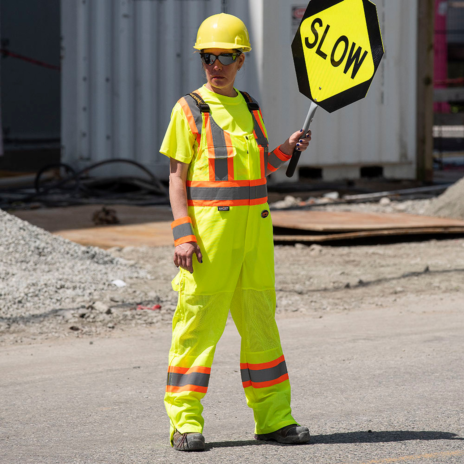 Pioneer 6000W Women's Traffic Safety Overalls - Hi-Vis Yellow/Green