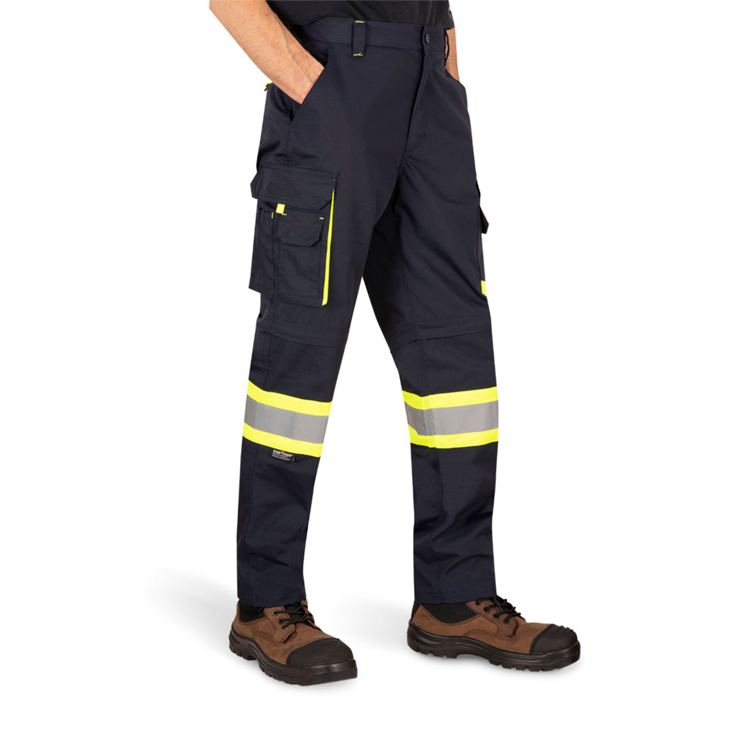 Pioneer Convertible Zip-Off Safety Cargo Pants - Hi-Vis Navy 