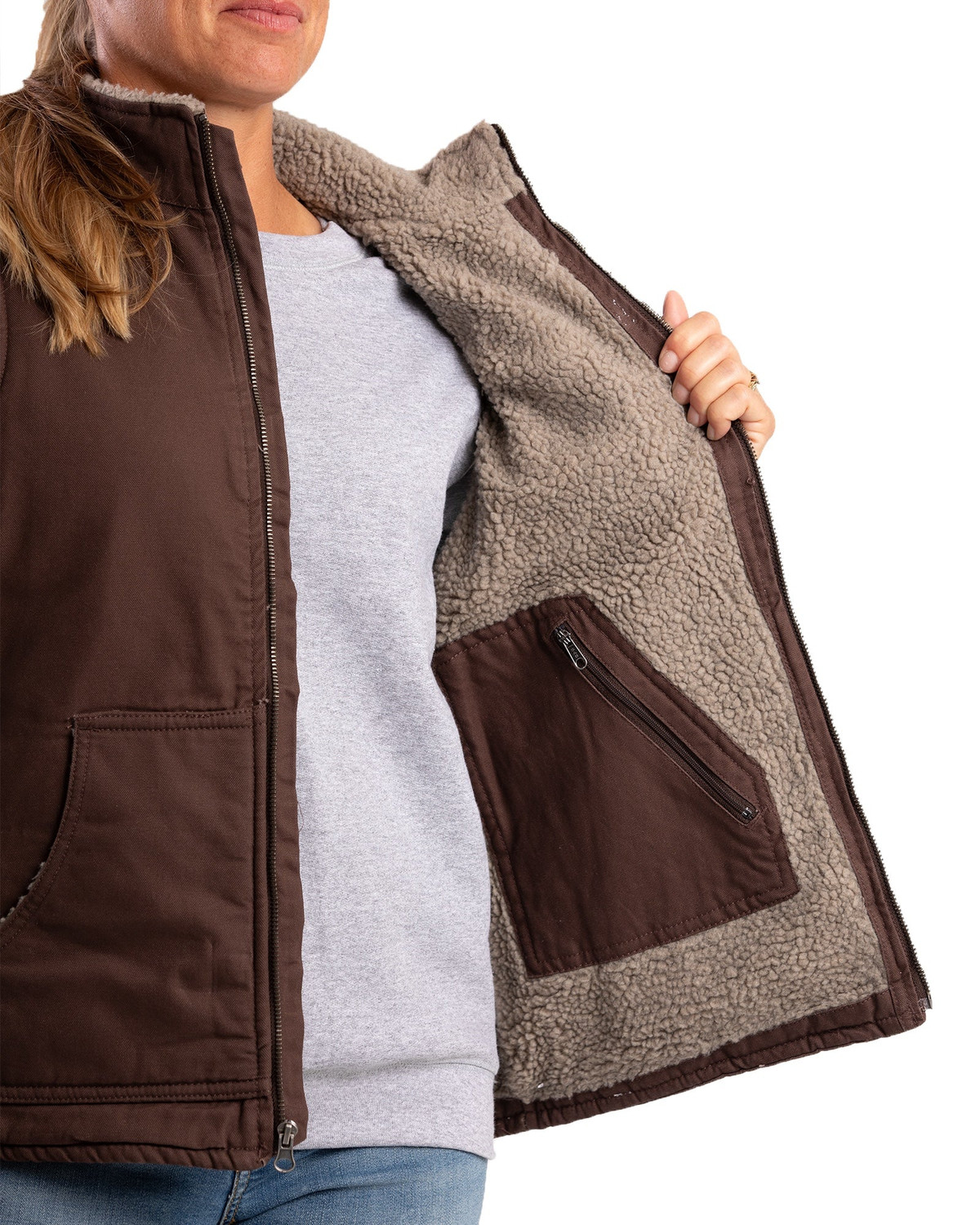 BERNE WV15 Women's Sherpa-Lined Softstone Duck Vest | SafetyWear.ca