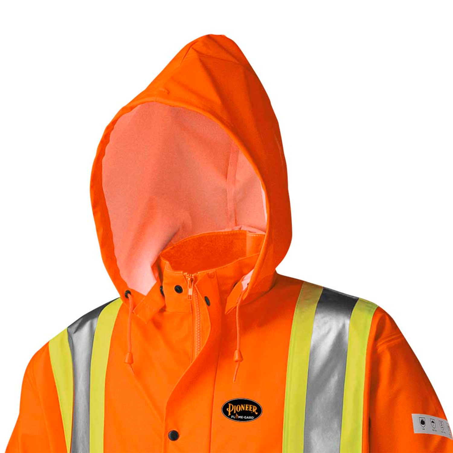 Pioneer 5896 Flame Resistant PU Stretch Long Waterproof Coat - Hi-Viz Orange