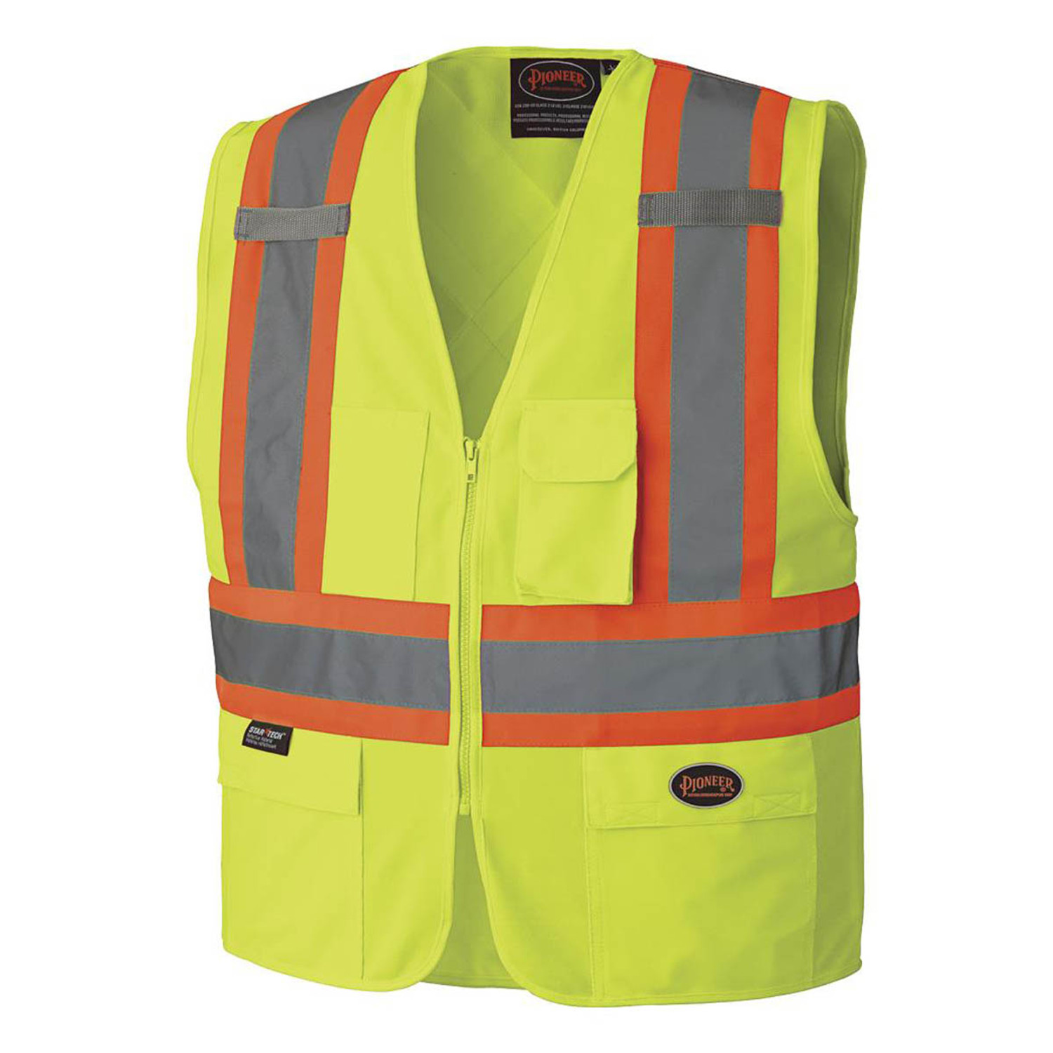 Pioneer Poly Tricot Zipper Front Safety Hi-Vis Vest