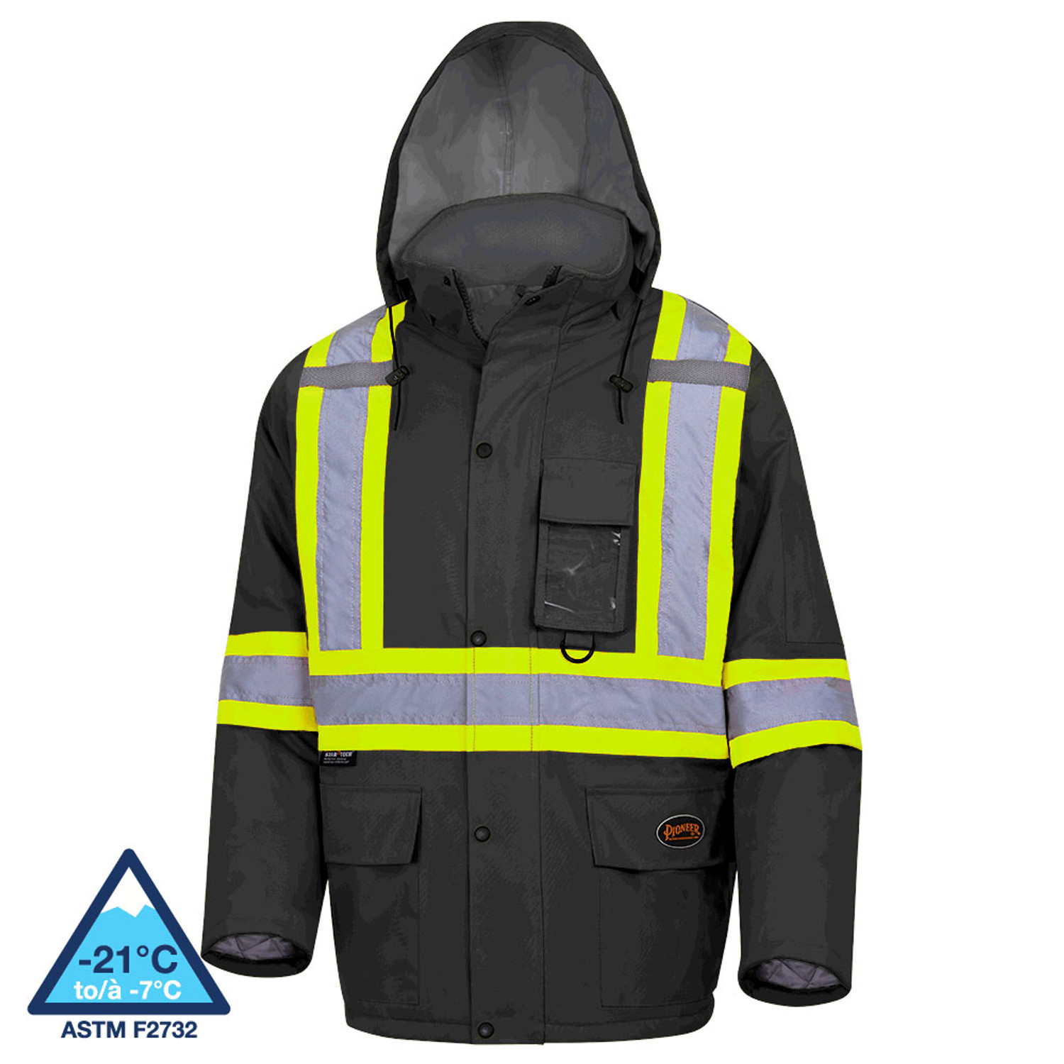 Pioneer 5031BK Hi-Vis 100% Waterproof Quilted Safety Parkas - Black