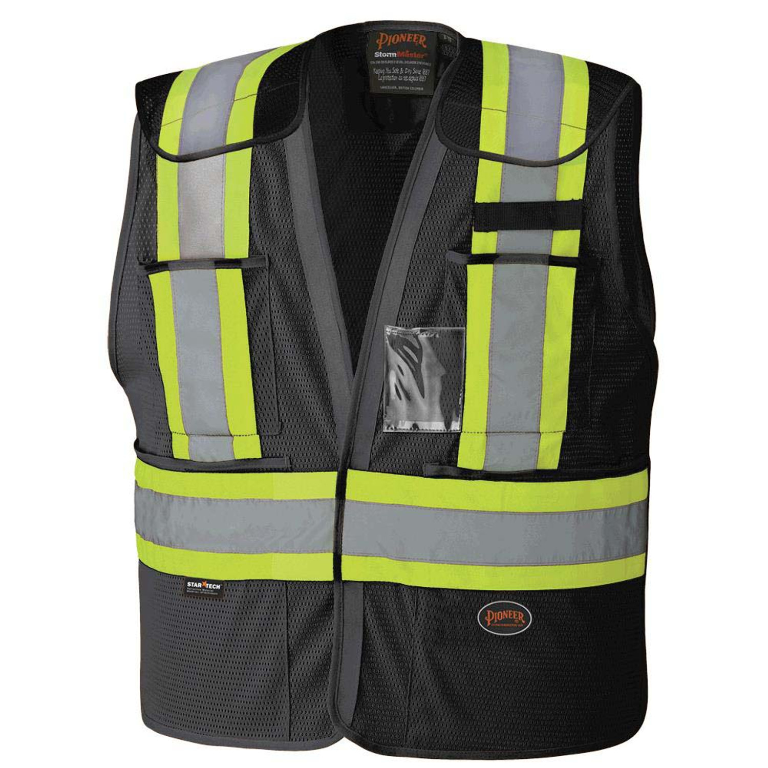 Pioneer 6933BK Drop Shoulder Safety Tear-Away Vest - Black