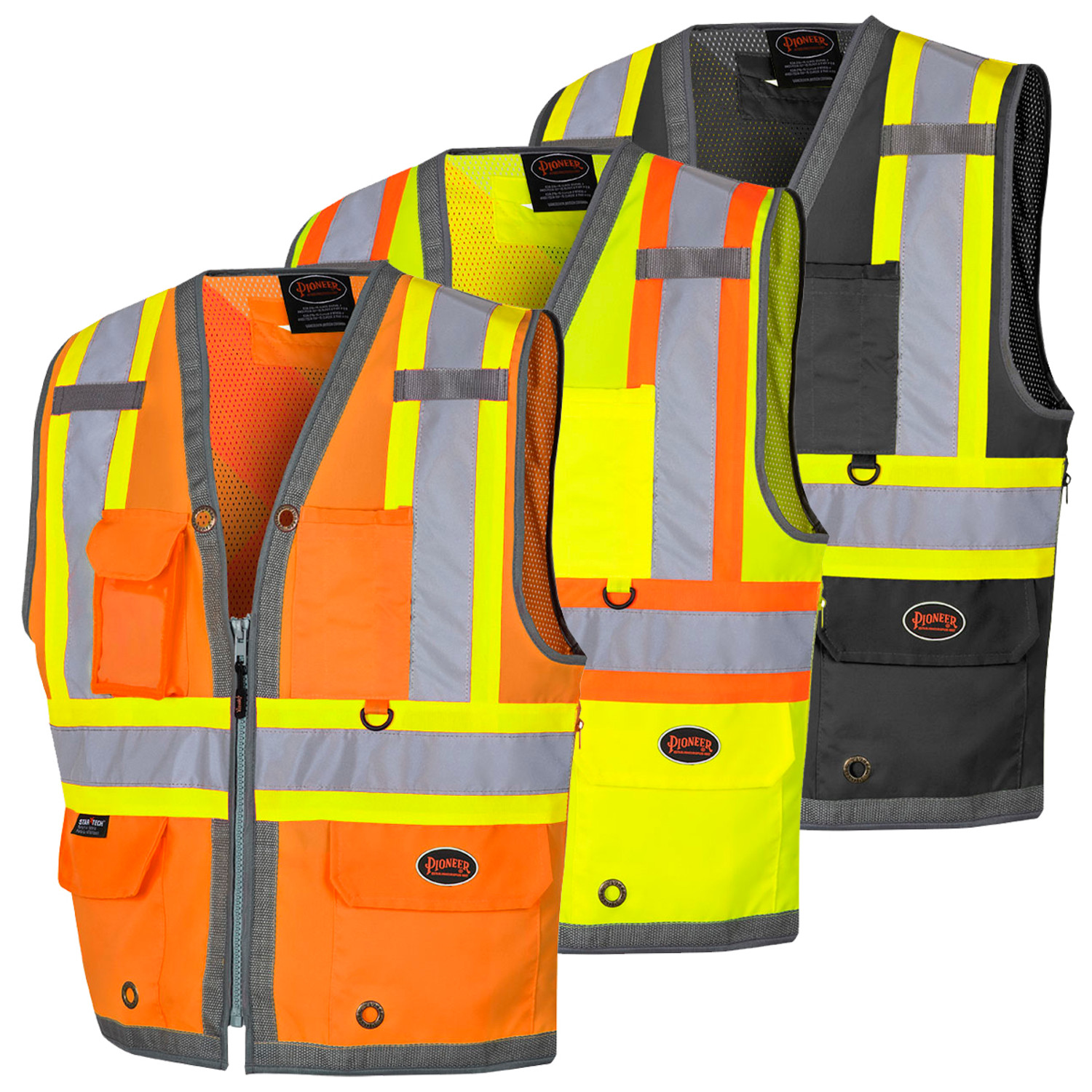 Pioneer Mesh Back Zip Front Surveyor Hi-Vis Safety Vest